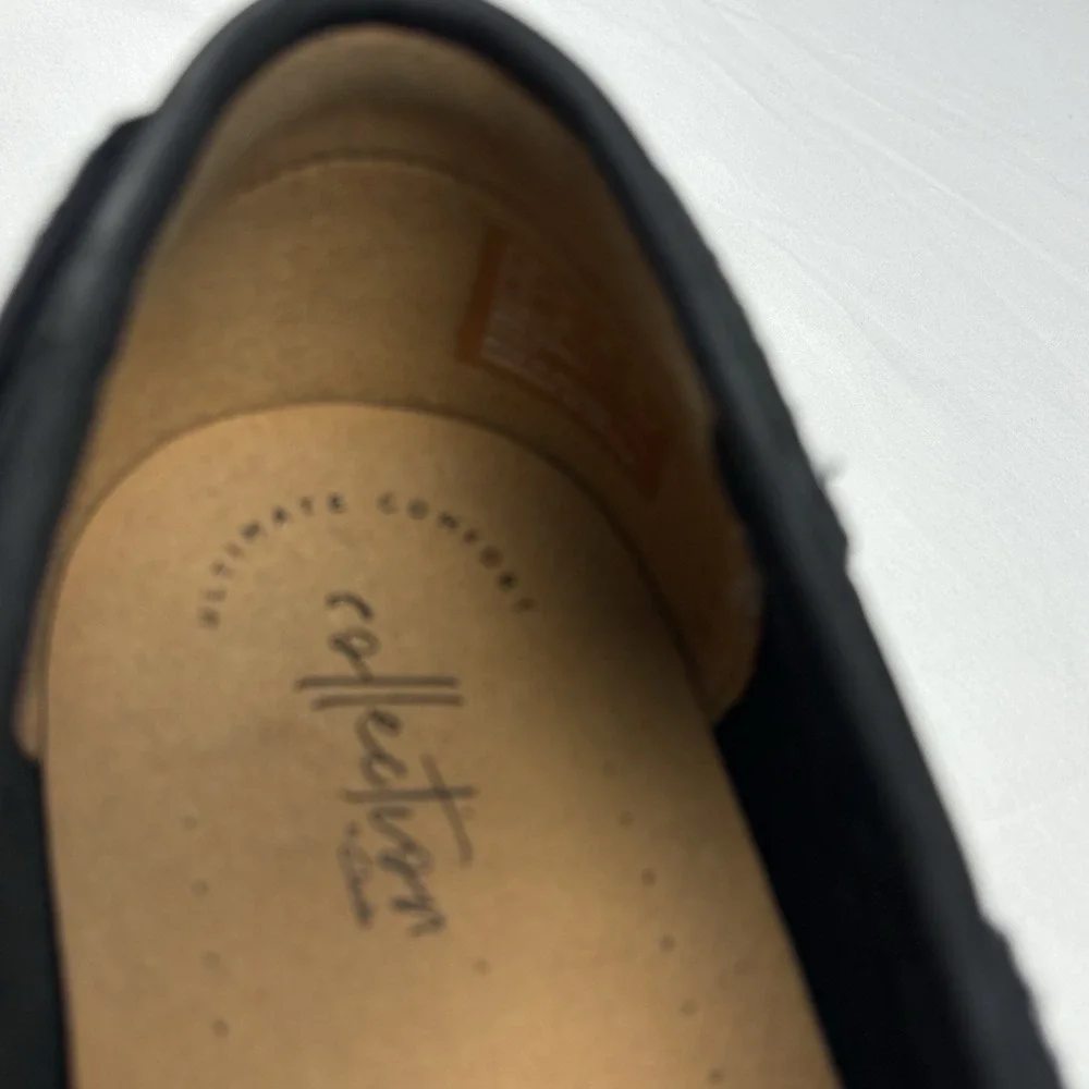 Clarks Nubuck Leather Driving Loafers Boat Shoes 11.5M Matte Black EUC